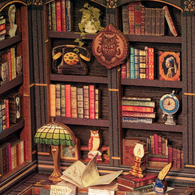 The finished, lit scene on a shelf